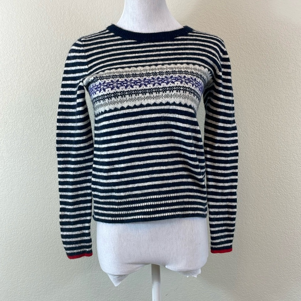 J Crew stripped fair isle wool sweater size small